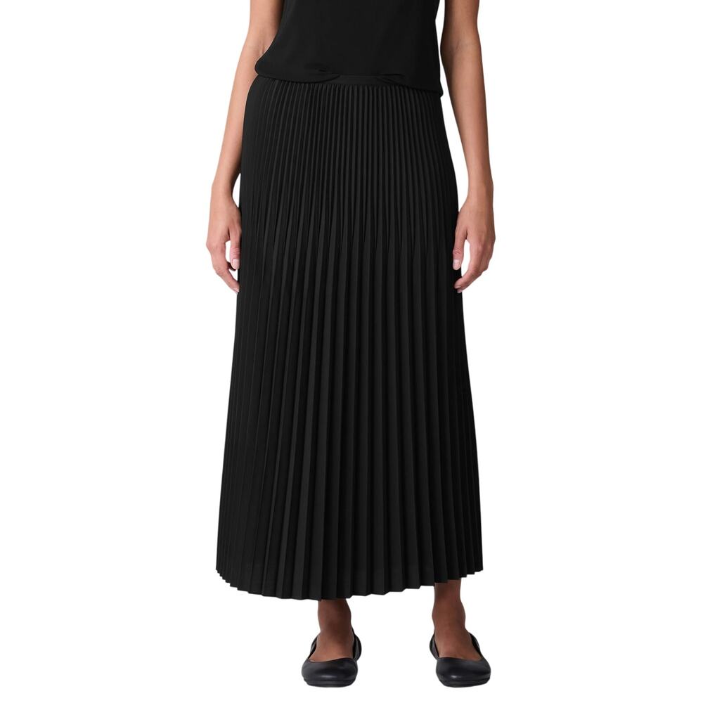 Eileen Fisher Maxi Skirt Pleated Full Length Wool Silk Blend Minimalist Party L